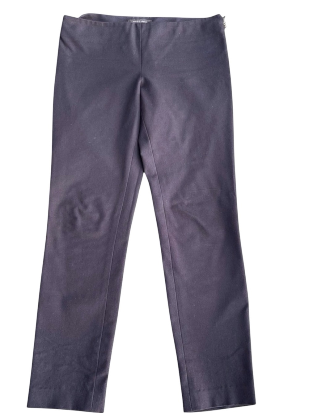 Judith & Charles Navy Cotton Blend Low Waist Side Zip Taper Leg Ankle Pant (6)